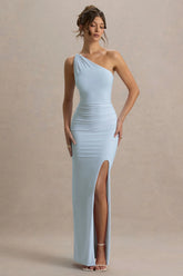 Dressing Up | Powder Blue One Shoulder Maxi Dress With Open Back Detail