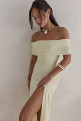 Santorini Strolls Off Shoulder Midi Dress Yellow