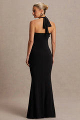Avielle | Black Halter-Neck Maternity Maxi Dress