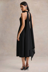 Rhode | Black Halter-Neck Midi Dress