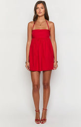 Carter Red Halter Mini Dress