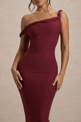 Salome | Berry Twisted Asymmetric Midi Dress