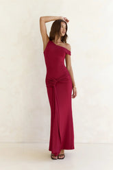 Hold Me Close Off Shoulder Maxi Dress Burgundy