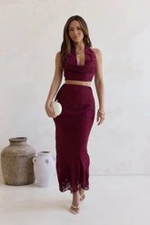 She's The Flame Maxi Skirt Wine