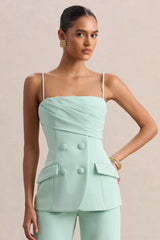 Lunivra | Sage Square-Neck Tailored Top