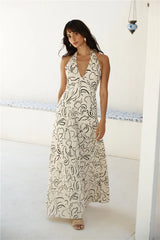 Under Shade Halter Maxi Dress Beige