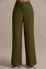 Silvia | Olive Straight-Leg Trousers