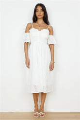 Basque Midi Dress White