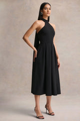 Rhode | Black Halter-Neck Midi Dress