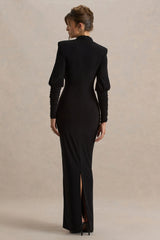 Kaylee | Black Cowl-Neck Maxi Dress With Draping Details