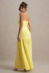 Penny | Lemon Bandeau Drop-Waist Maxi Dress