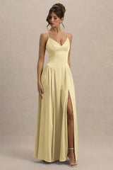 Jonas | Lemon Plunge-Neck Maxi Dress With Cami Straps