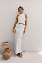 Words Of Wisdom Maxi Skirt White