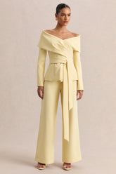 Empress | Lemon Bardot-Neck Tailored Top