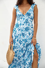 Nightfall Blooms Maxi Dress Blue