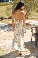 Floral Escape Satin Maxi Dress Multi