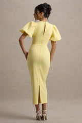 Dakota | Lemon Puff-Sleeve Midi Dress