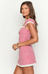 Jolie Red Short Sleeve Mini Dress