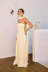Rosewater Roads Strapless Maxi Dress Yellow