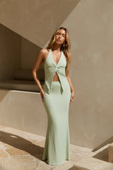 Palm Tree Paradise Maxi Skirt Green