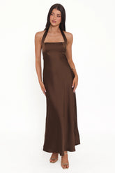Nakita Halterneck Maxi Dress - Brown