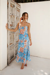 Peony Pillow Maxi Dress Blue