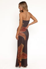 Ginny Strapless Maxi Dress - Brown
