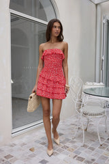 Hold Me Closer Strapless Mini Dress Red