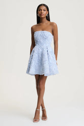 Zosia | Blue Mesh Bandeau Mini Dress