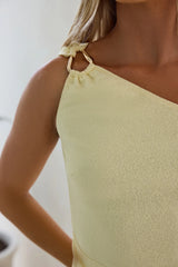 Singing Songbirds One Shoulder Mini Dress Yellow