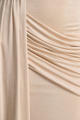 Romi | Champagne High-Neck Maxi Dress With Ruched Detailing