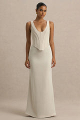 Morgan | Champagne Satin Corset Maxi Dress