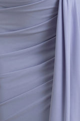 Sanya | Pale Blue Asymmetric One Sleeve Wrap Maxi Dress with Drape