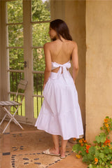 Seaside Picnic Midi Dress White