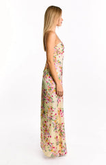 Blaise Yellow Bloom Satin Maxi Dress