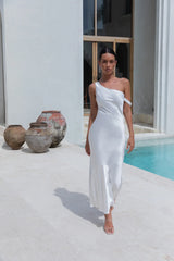 Angelica Satin Maxi Dress White