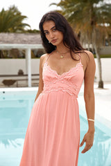 Dining By The Sea Midi Dress Peach