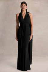 Roselani | Black Halter-Neck Maxi Dress With Open-Back