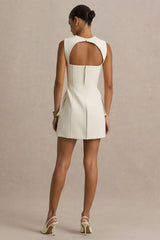 Mollie | Nude Square-Neck Tailored Micro Mini Dress