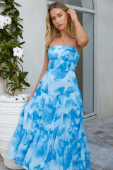 Sienna Strapless Maxi Dress Blue
