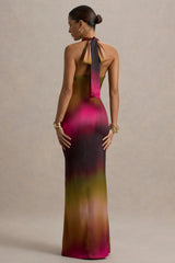 Fiorella | Ombre Print Cowl-Neck Split Maxi Dress