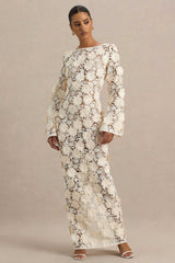 Viper | Cream Lace Long-Sleeve Maxi Dress