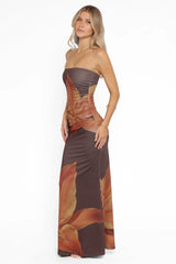 Ginny Strapless Maxi Dress - Brown
