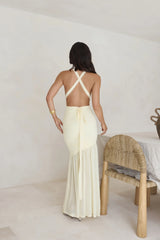 Ocean Winds Halter Maxi Dress Yellow