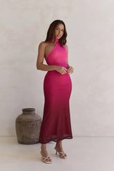 Unstoppable Moment Mesh Maxi Dress Plum