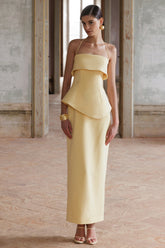 Fran | Lemon Square-Neck Corset Maxi Dress
