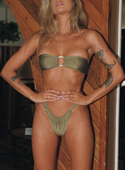 Janea Bandeau Ring Shine Bikini Top Green