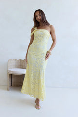 Illusion Of The Sun One Shoulder Maxi Dress Yellow