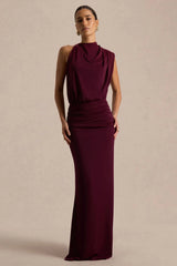 Umaira | Burgundy High-Neck Maxi Dress