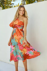 Sunseeker One Shoulder Maxi Dress Pink